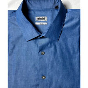 Unlisted Kenneth Cole Big Fit Blue‎ Mens Size 19 34/35 Button Up Long Sleeve